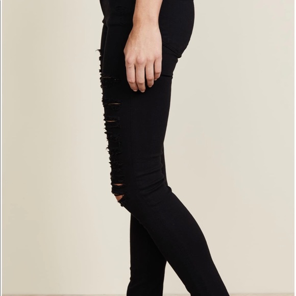 FRAME Denim Women LA Le Skinny De Jeanne Ripped Jeans Film Noir Black Sz 26 - Picture 3 of 5